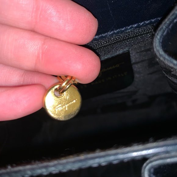 SOLD!! Authentic Salvatore Ferragamo Vintage Kelly Top Handle Black Leather Tote - Picture 12 of 15